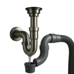 Illustration d’un siphon anti-odeur moderne, pensé pour limiter les remontées d’odeurs et retenir les résidus. L’image met en avant un usage simple, propre et adapté à la douche, à l’évier ou au lavabo.