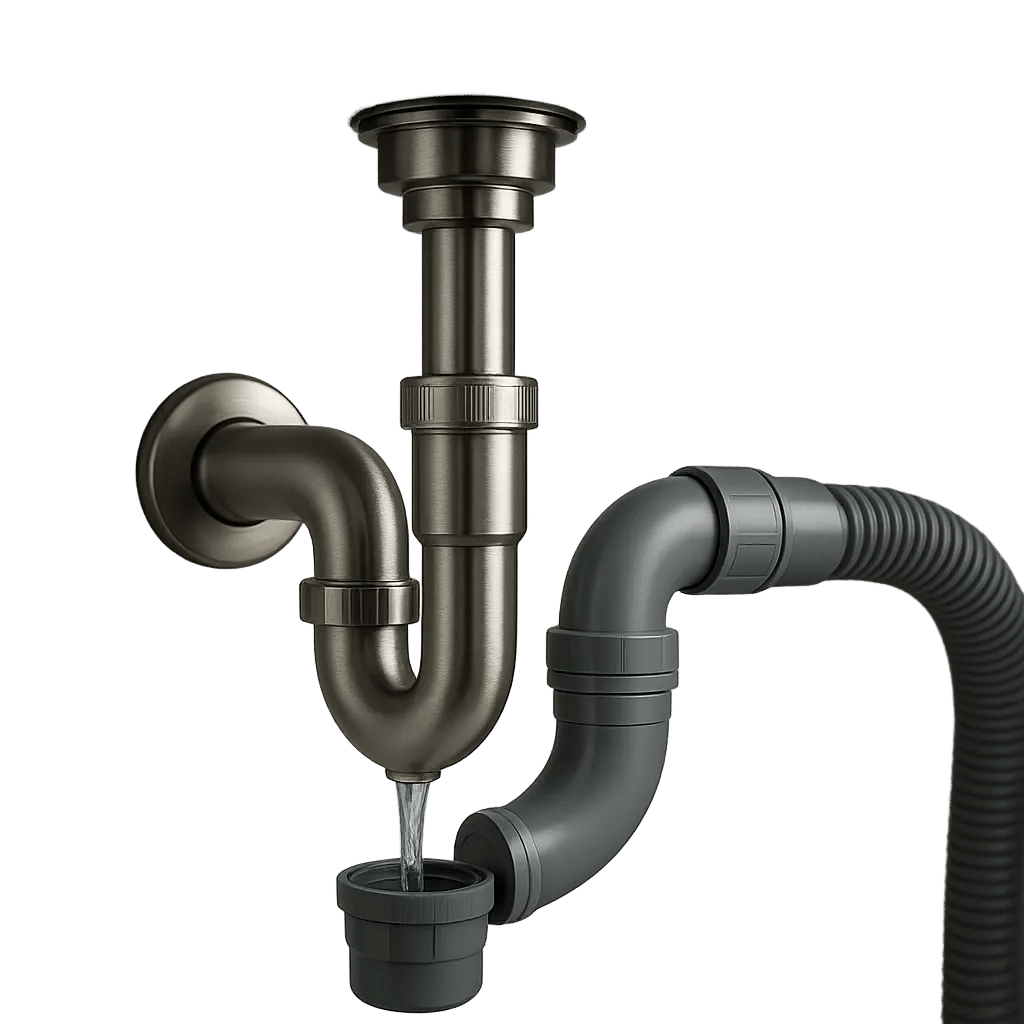 Illustration d’un siphon anti-odeur moderne, pensé pour limiter les remontées d’odeurs et retenir les résidus. L’image met en avant un usage simple, propre et adapté à la douche, à l’évier ou au lavabo.
